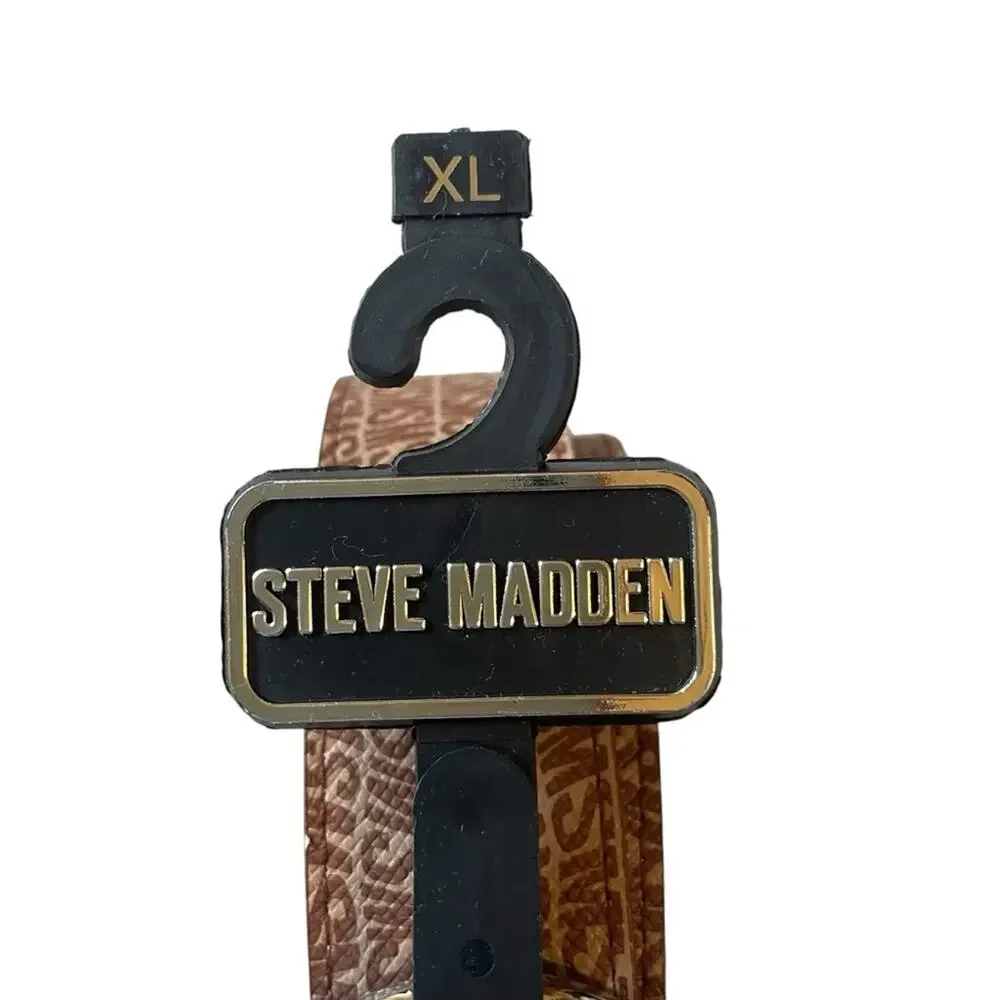 Steve Madden Womens Size XL Fish-Eye-Logo Waist Belt in‎ Brown NWT